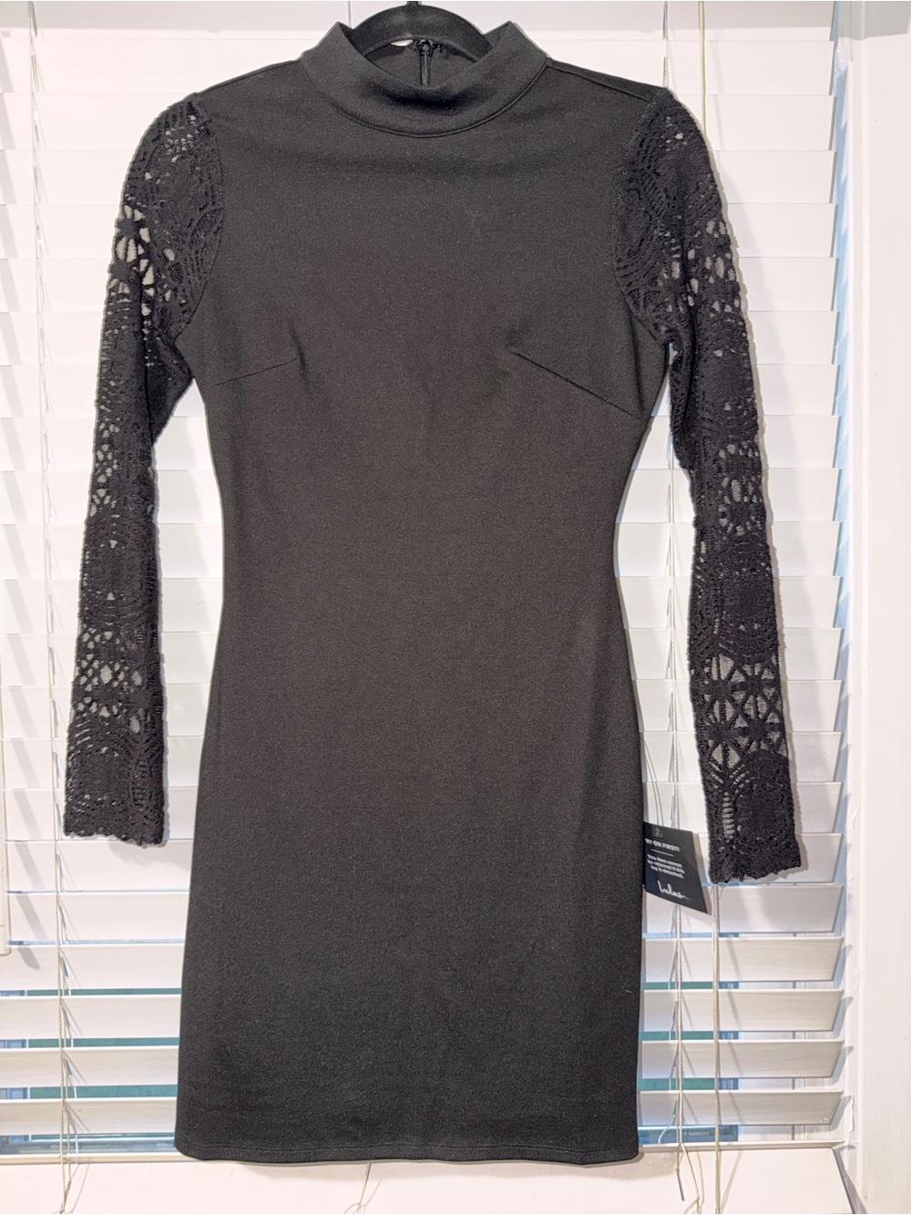 Lulu's Black Long Sleeve Lace-Sleeve Bodycon Dress